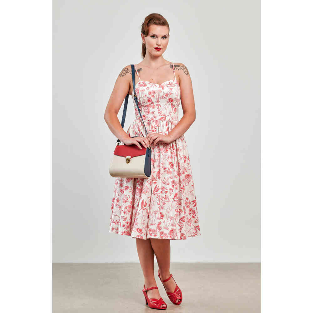 Banned - Jeanie Tea Floral Corset Flare dress - Cream